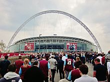 Fans arriving at the final at Wembley Stadium in 2012