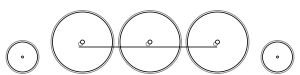 Diagram of one small leading wheel, three large driving wheels joined with a coupling rod, and one small trailing wheel