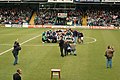 Yeovil celebrating their Football Conference triumph with East Stand in the background