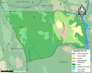 Carte en couleurs présentant l'occupation des sols.