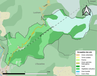 Carte en couleurs présentant l'occupation des sols.