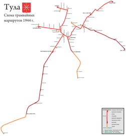 Схема трамвая в 1944 году