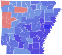 Map of County results of the 1984 Arkansas gubernatorial election.