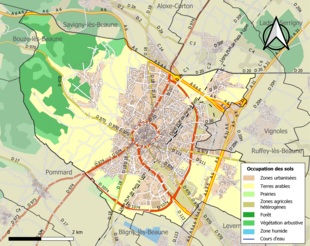 Carte en couleurs présentant l'occupation des sols.