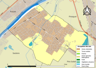 Carte en couleurs présentant l'occupation des sols.