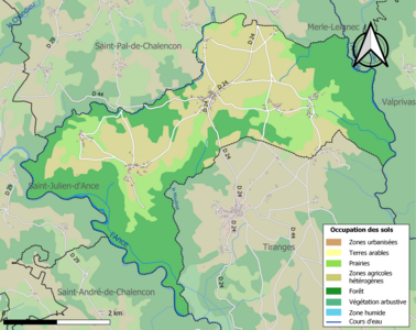 Carte en couleurs des infrastructures et de l'occupation des sols de la commune.