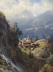 Dorf in den Berner Alpen, by Adolf Mosengel