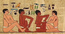 Wall painting from 2330 BC found in a tomb shows people with painted nails