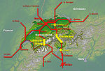 route map of the NRLA project in Switzerland