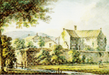 "Ash, antient seat of the Drakes", watercolour dated 13 February 1795 by Rev. John Swete (1752–1821) of Oxton House, Devon. Devon Record Office 564M/F7/129. It was then in use as a farmhouse. This is the house re-built by Sir John Drake, 2nd Baronet (1647–1684) after its near destruction during the Civil War. The building at left is a chapel[37]