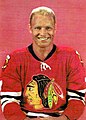 Crew cut: top, medium; back/sides, medium taper; sideburns, medium; short pomp (pompadour) front, flattened; mid top, rounded; crown, rounded; front hairline, average; curly hair. Bobby Hull.