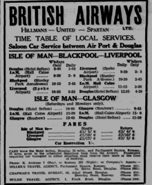 Photograph of British Airways' Hall Caine Schedule