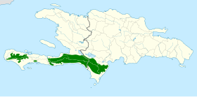 Distribución geográfica de la tangara haitiana.