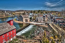 The Red Mill as seen from the top of the cliff