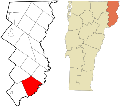 Location in Essex County and the state of Vermont.