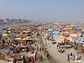 Des villages éphémères se forment lors des Magh Mela, ici sur les bords du Gange, à Panchal Ghat, Farrukhabad, Uttar Pradesh, 2020.