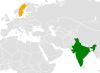 Location map for India and Sweden.