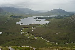 Lough Inagh and Lissoughter (back, right), viewed from Knockpasheemore