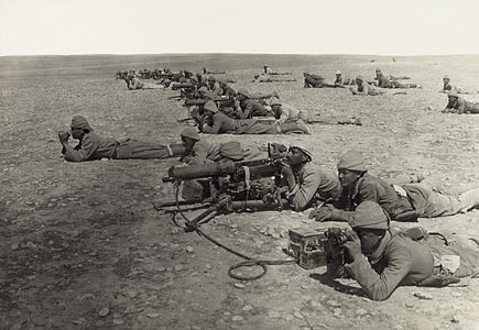 Ottoman machine gun corps during the Second Battle of Gaza, by American Colony Jerusalem (edited by Durova/Fir0002)
