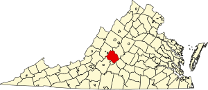 Map of Virginia highlighting Amherst County