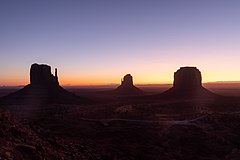 West Mitten Butte, East Mitten Butte and Merrick Butte before sunrise