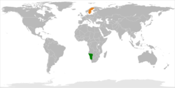 Lage von Namibia und Schweden