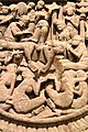 Asita visite le Bouddha nouveau-né. Sculpture en calcaire de style Satavahana, Ier et IIe siècles apr. J.-C.. En provenance d'Amaravati.