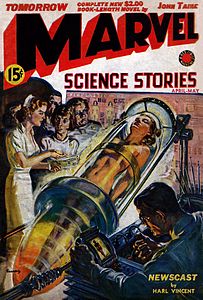 Marvel Science Stories cover, by Norman Saunders (restored by Adam Cuerden)