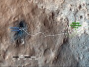 Map of Curiosity's route on Mars - moving east from "Bradbury Landing" toward Glenelg (Sol 56, October 2, 2012) (3-D version).