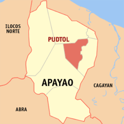 Map of Apayao with Pudtol highlighted
