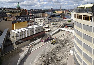 Katarinavägen avstängd vid Slussen, 2016.