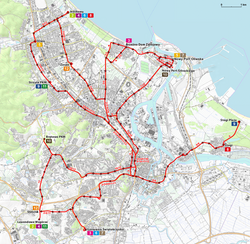 Map of tram network in Gdańsk