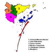 Stadswyke van die Munisipaliteit Venesië (Comune di Venezia) met 'n oppervlakte van 415,9 km2 en 'n bevolking van 260 923