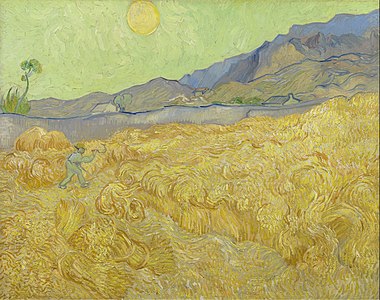 Wheat Field with Reaper at Wheat Fields, by Vincent van Gogh