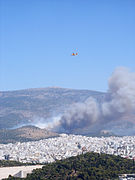 Άποψη της φωτιάς του Ιουλίου στον Υμηττό από την Ακρόπολη