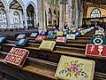 Decorative kneeling cushions.