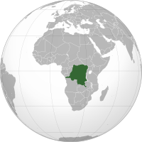 Map showing the location the Democratic Republic of the Congo in Africa
