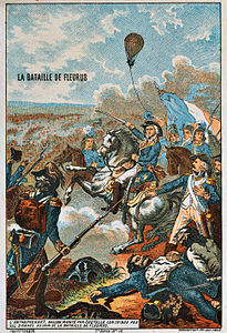 The balloon Entreprenant, flown by Coutelle, at the battle of Fleurus at History of military ballooning, by Romanet & cie.