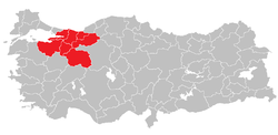 Location of East Marmara Region