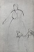 Sketches for the images of mother and daughter