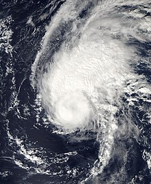 A satellite image of a hurricane over the Central Pacific Ocean