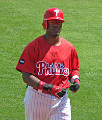 Jimmy Rollins walking off of the baseball field