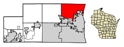 Location of Somers in Kenosha County, Wisconsin
