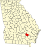 State map highlighting Bacon County