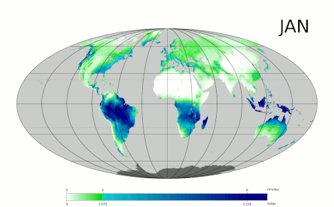 Average global, monthly precipitation, by PZmaps