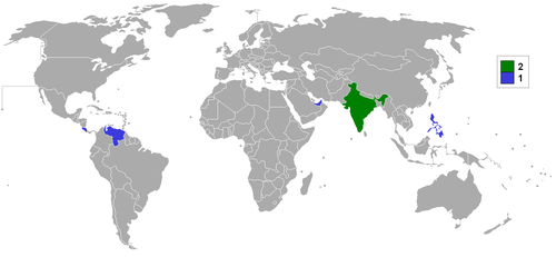 Map of Mr. International -winning countries.