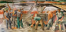 The Bauxite Mines (1942), mural by Julius Woeltz for the U.S. Post Office in Benton, Arkansas