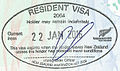 New Zealand visa stamp issued under Trans-Tasman Travel Arrangement on an Australian travel document