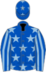 Royal Blue, Light Blue stars, striped sleeves