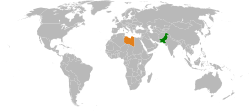 Map indicating locations of Pakistan and Libya